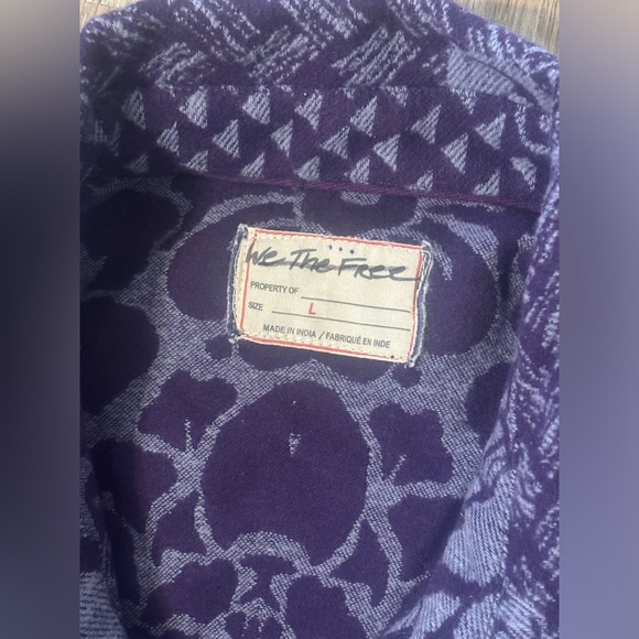 Free People Butterfly Jacquard Shirt / Jacket Purple Size Large - Picture 8 of 16